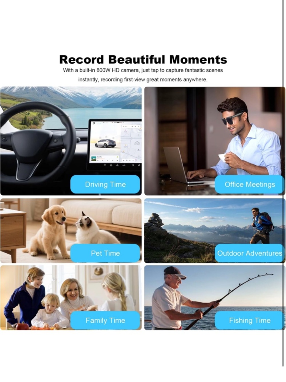 AI smart glasses with camera and audio 8MP HD camera glasses for men women - Picture 5 of 9